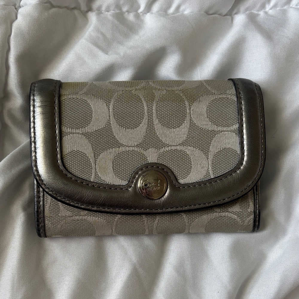 Coach Metallic Trim Signature Wallet